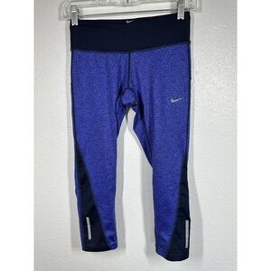 Nike Dri-FIT Pants Womens XS Crop Running Leggings Reflective Pocket Athletic